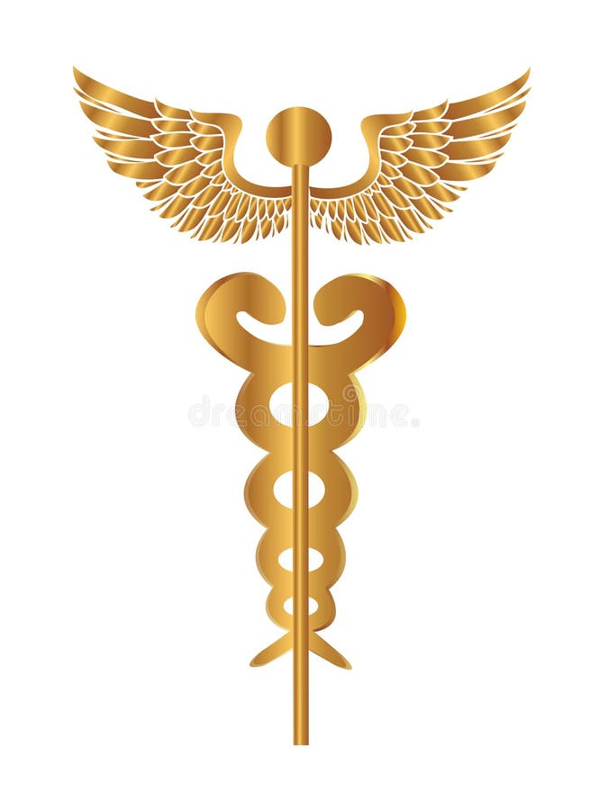 Caduceus Medical Symbol Chrome Stock Illustration - Illustration of ...