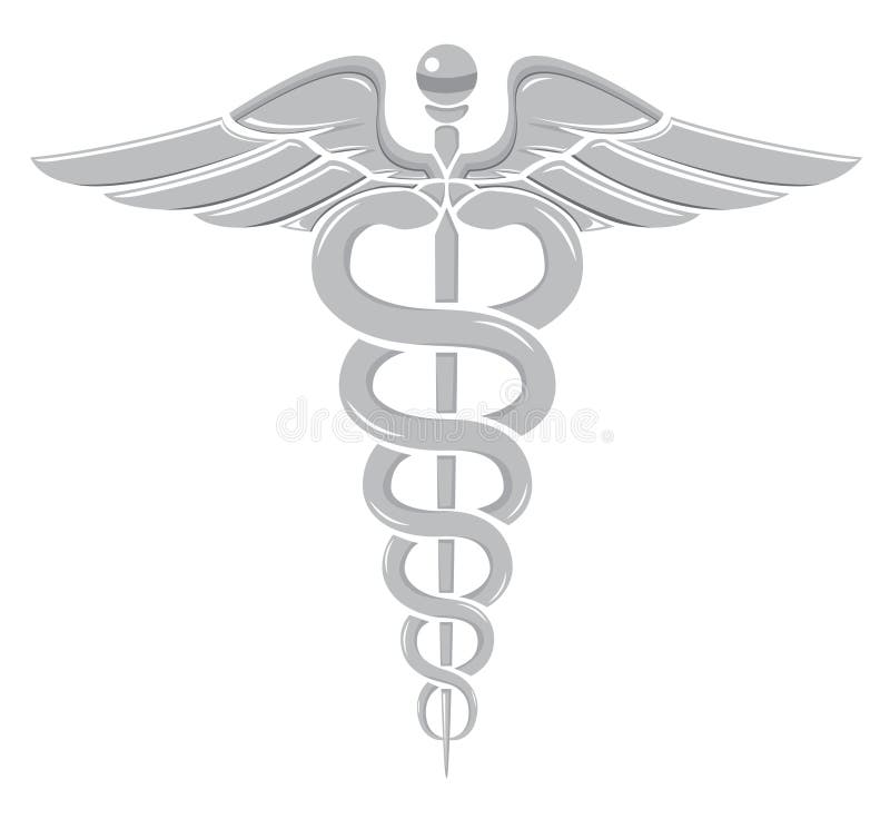 Caduceus Medical Symbol Chrome Stock Illustration Illustration of
