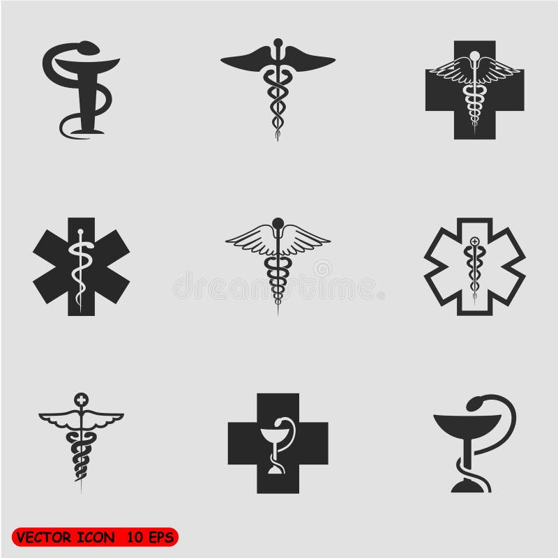 Medical International Symbols Set. Star of Life, Staff of Asclepius