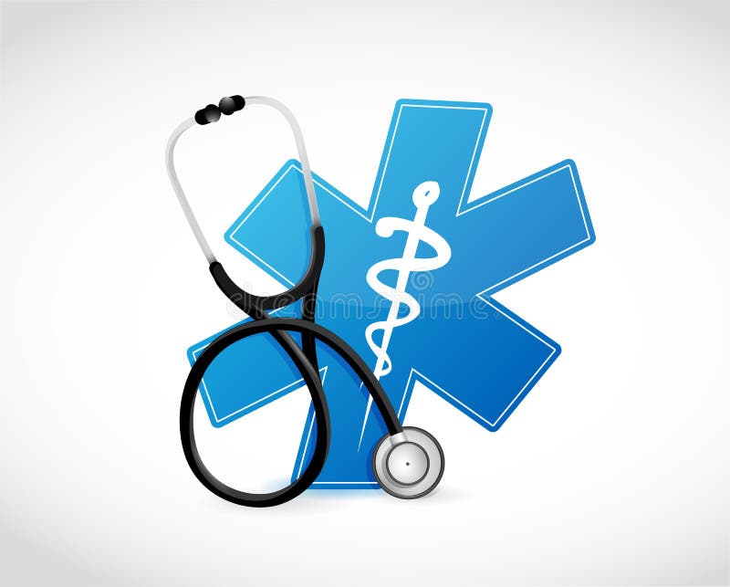 Medical Symbol and Stethoscope Illustration Design Stock Illustration
