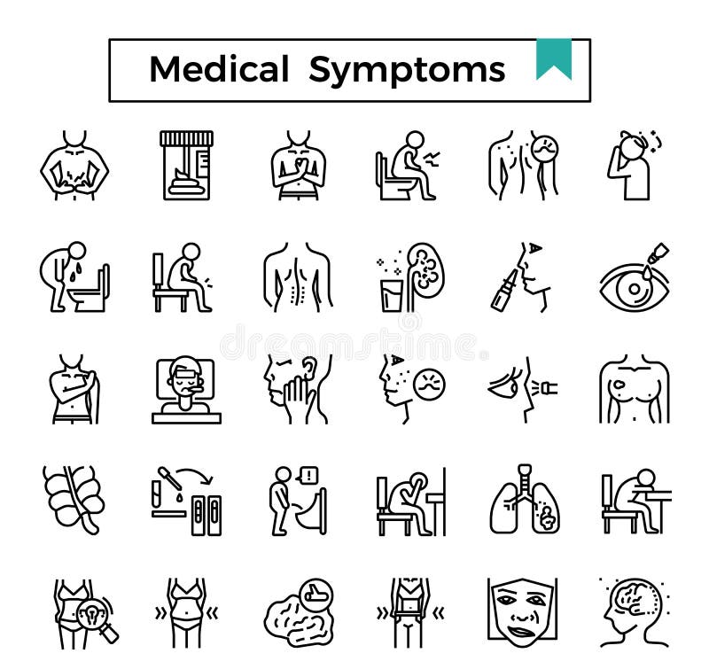 Medical Symptoms Outline Design Icon Set. Stock Illustration ...