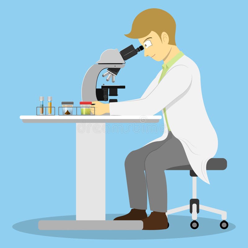 A medical technologist is performing a urinalysis and stool analysis. royalty free illustration