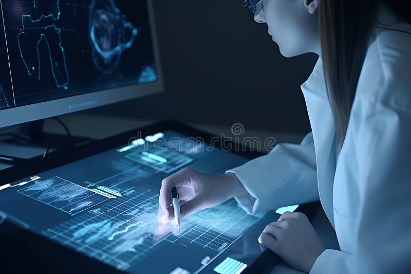 Medical Technology Concept. Doctor Analysis Medical Processing Patient