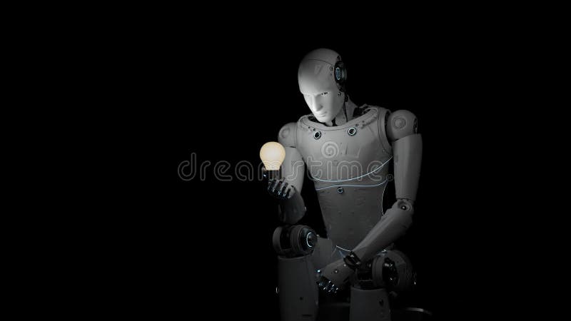 Medical technology concept robot hold light bulb royalty free illustration