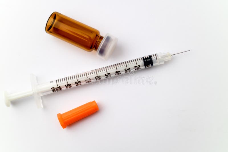 Medical Vials for Insulin Injection with a Syringe. Stock Photo Image
