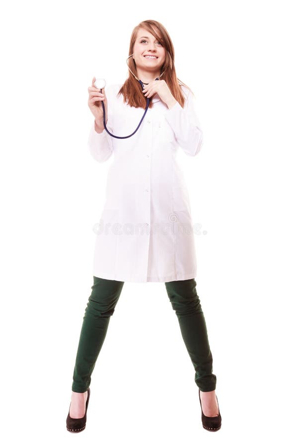 Medical. Woman doctor in lab coat with stethoscope royalty free stock photo Medical. Woman doctor in lab coat with stethoscope royalty free stock photo