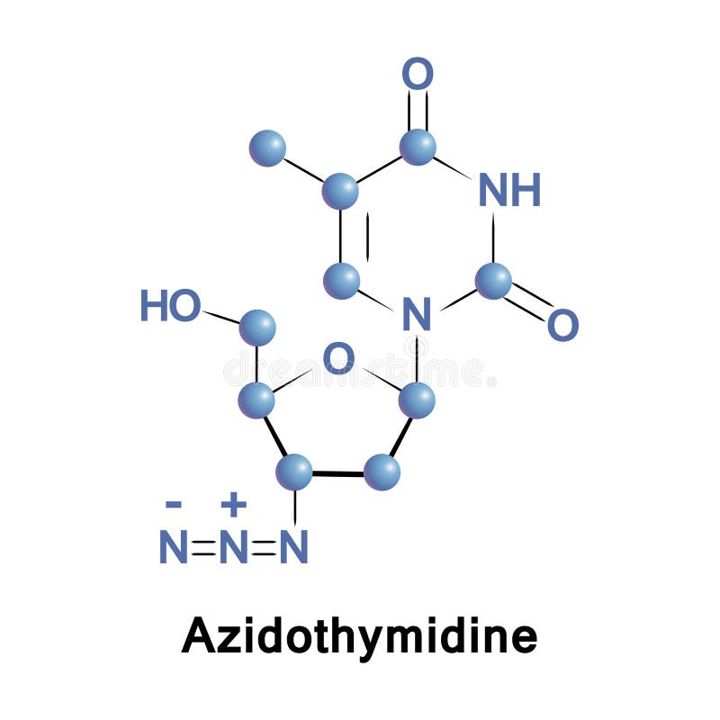Medicamentação do antiretroviral do Azidothymidine ilustração stock Medicamentação do antiretroviral do Azidothymidine ilustração stock