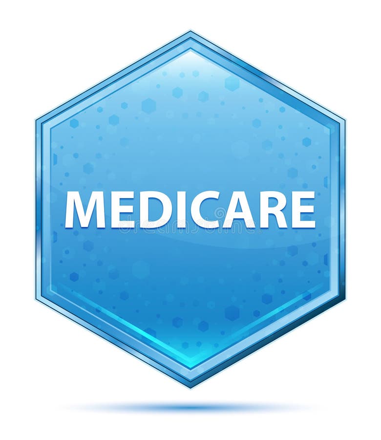 Medicare crystal blue hexagon button royalty free illustration
