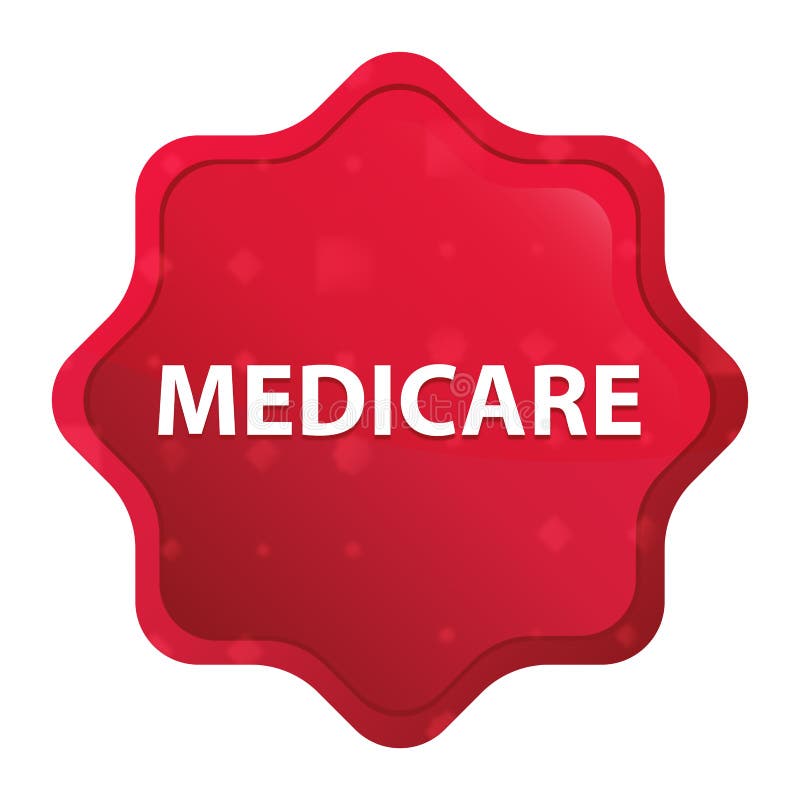 Medicare misty rose red starburst sticker button royalty free illustration