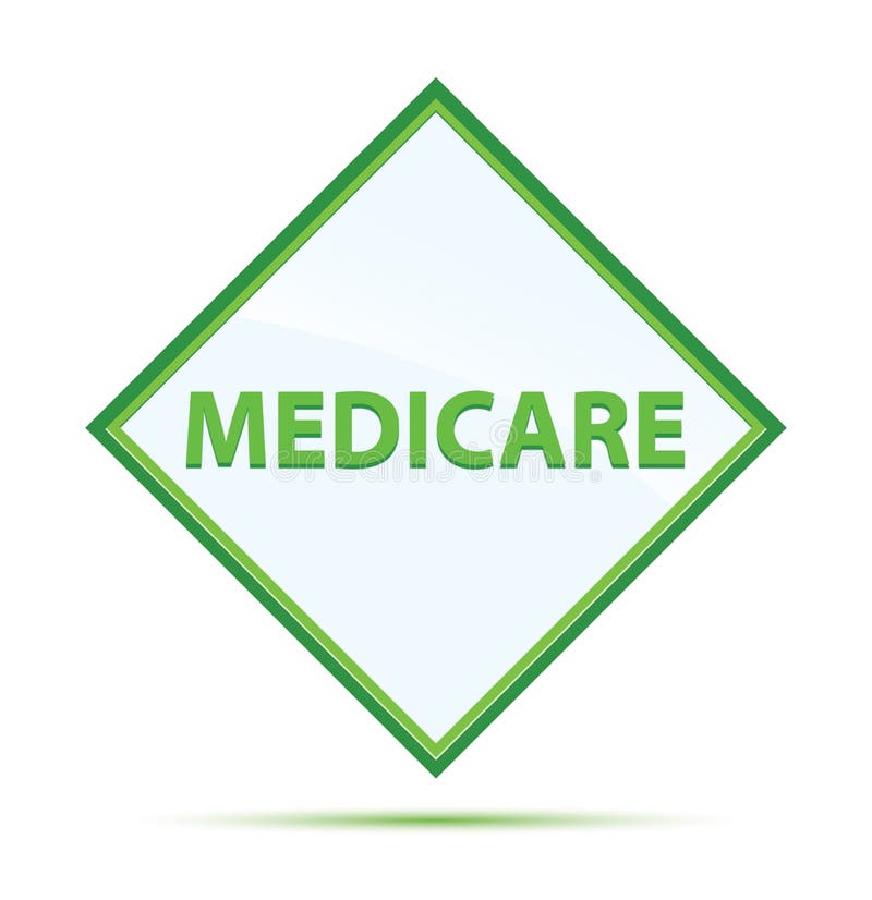 Medicare modern abstract green diamond button vector illustration
