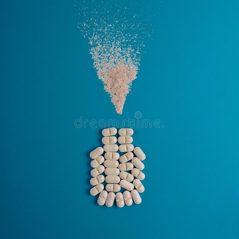 Medicinal herbs and natural tablets, medical bottle. The concept of food supplements stock image Medicinal herbs and natural tablets, medical bottle. The concept of food supplements stock image