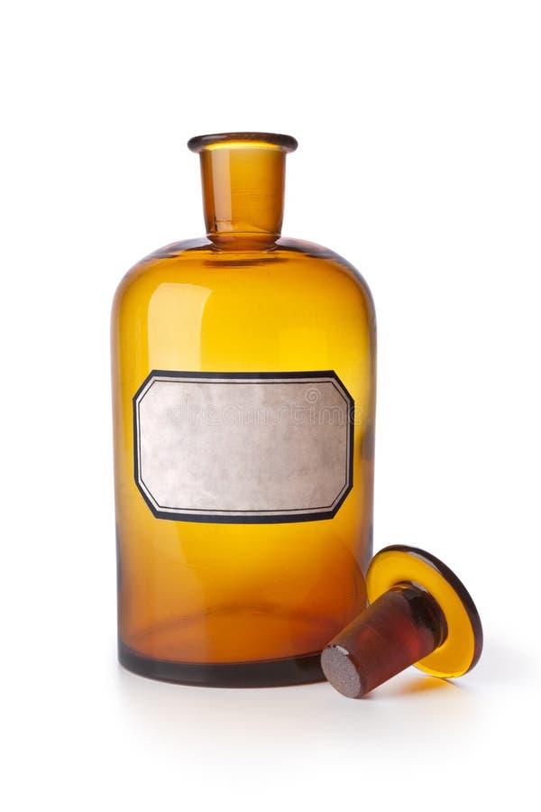 Medicine bottle with empty label