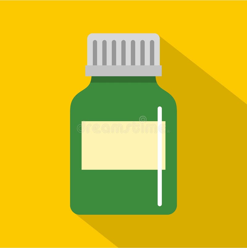 Medicine Bottle Icon, Flat Style Stock Vector Illustration of
