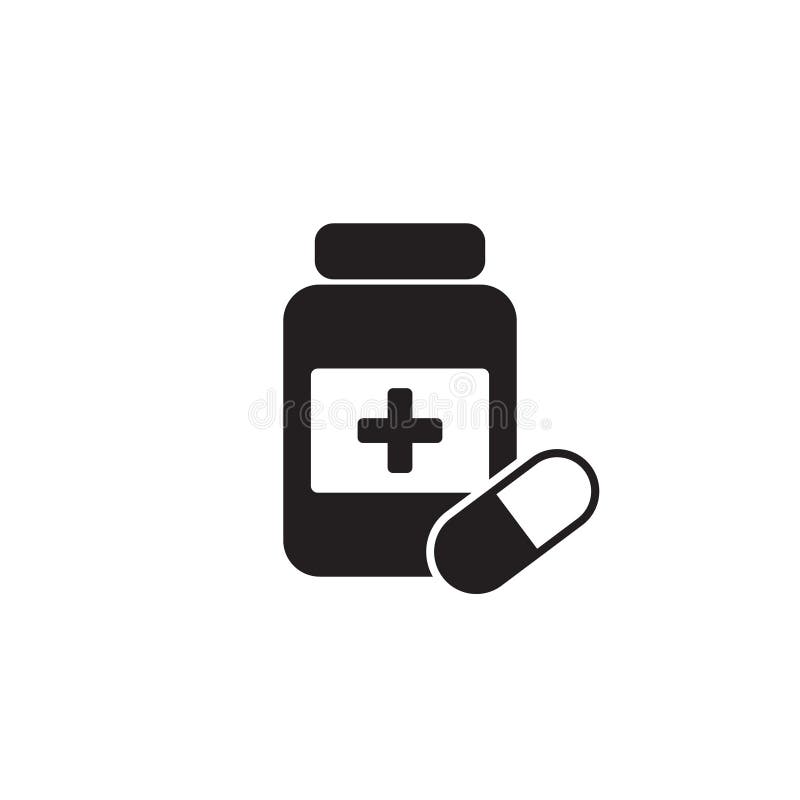 Medicine Bottle and Pills Icon. Black and White Icon Stock Illustration -  Illustration of pharmacy, pharmaceutical: 163748883