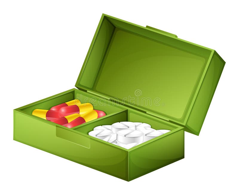 A Medicine Box with Tablets and Capsules Stock Vector Illustration of