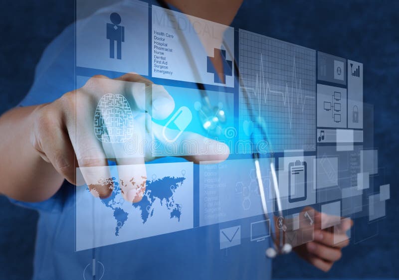 Medicine doctor working with modern computer royalty free stock photography
