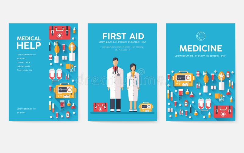 Medicine information cards set. Medical template of flyear, magazines, posters, book cover. Clinical infographic concept stock illustration Medicine information cards set. Medical template of flyear, magazines, posters, book cover. Clinical infographic concept stock illustration