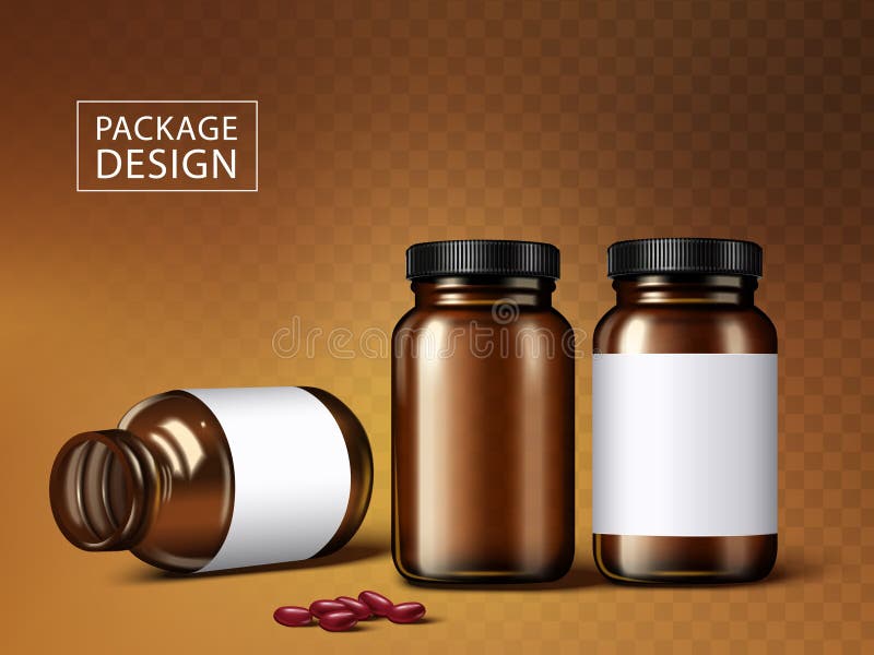 Realistic 3D Model Of Glass Bottle On Transparent Background. Vector