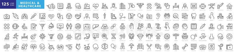 Big Medicine outline icon set. 125 high quality symbols royalty free illustration
