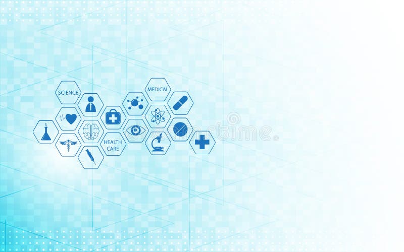 Medicinsk hälsovårdsymbolsdesign på för innovationbegrepp för digitala teknologier bakgrund stock illustrationer