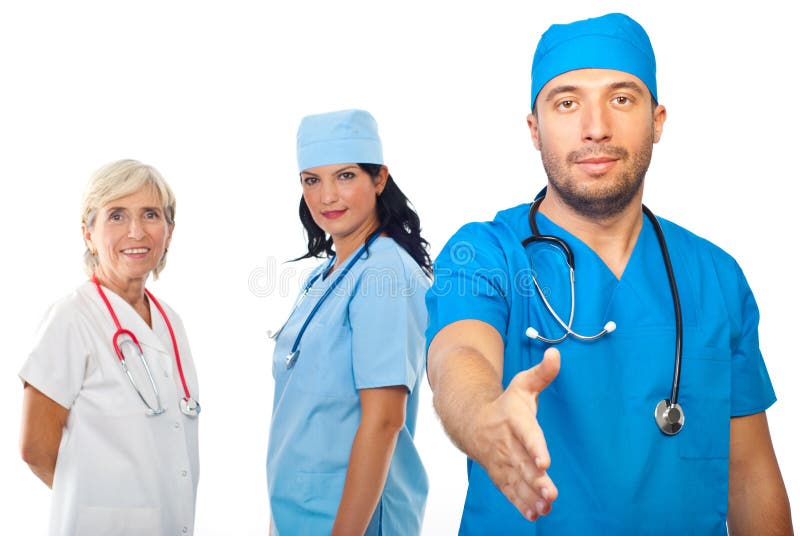 Medicinsk lagfolkhandskakning arkivfoton Medicinsk lagfolkhandskakning arkivfoton