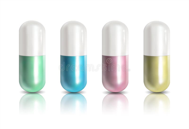 Medicinsk preventivpilleruppsättning, olika färger royaltyfri illustrationer Medicinsk preventivpilleruppsättning, olika färger royaltyfri illustrationer