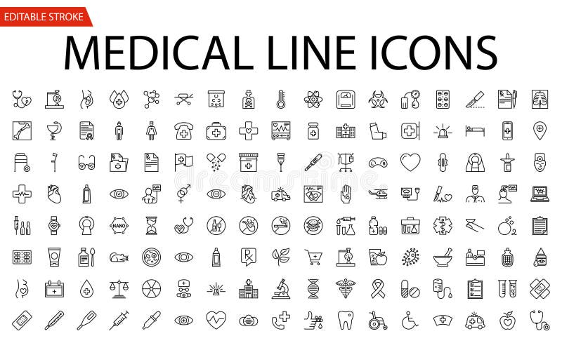 Medicinsk vektorsymbolsuppsättning royaltyfri illustrationer