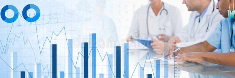 Medicinska doktorer som har ett möte med diagram och diagram statistikövergångseffekt stock illustrationer Medicinska doktorer som har ett möte med diagram och diagram statistikövergångseffekt stock illustrationer