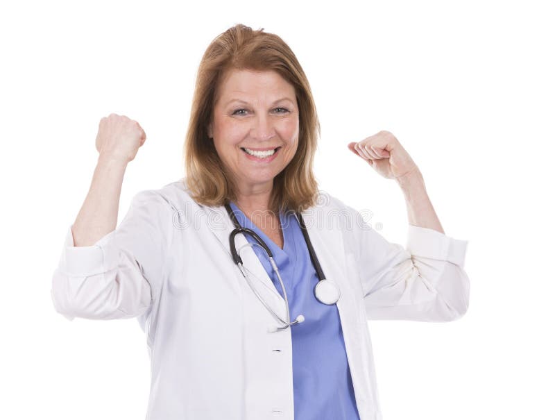 Medico caucasico su bianco fotografia stock
