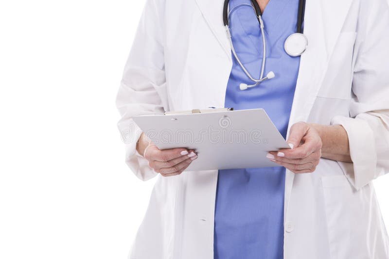 Medico caucasico su bianco immagini stock