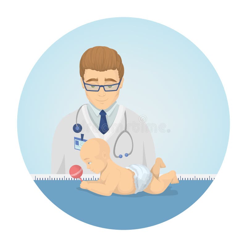 Medico con il bambino illustrazione vettoriale Medico con il bambino illustrazione vettoriale