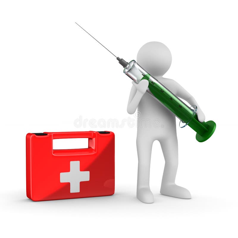Doctor with syringe on white. Isolated 3D image. Doctor with syringe on white. Isolated 3D image