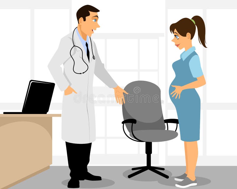Medico e donna incinta illustrazione vettoriale Medico e donna incinta illustrazione vettoriale