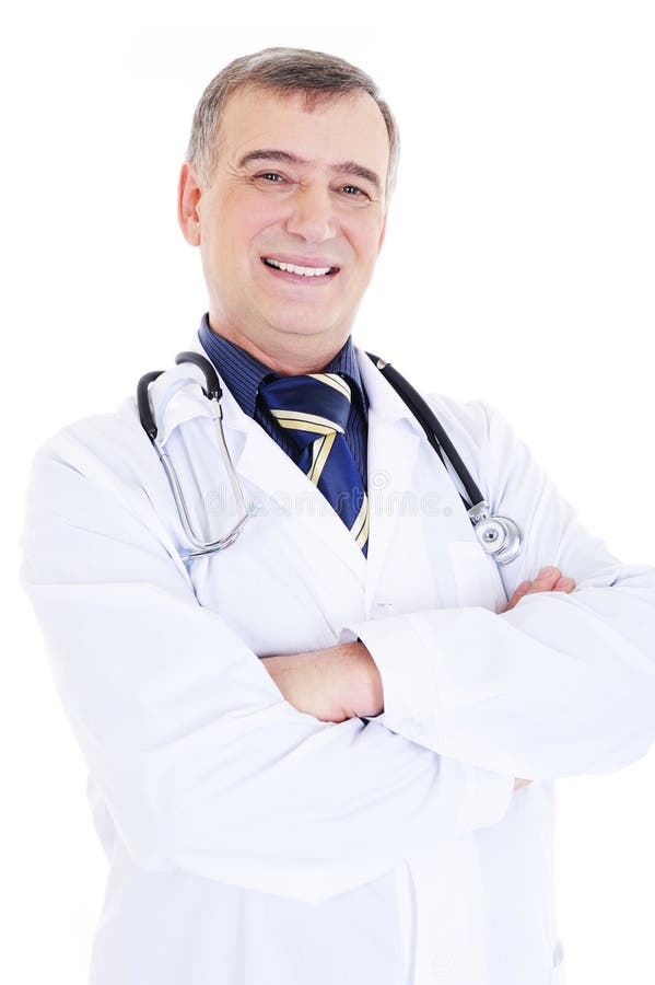 Medico maschio sorridente con lo stetoscopio immagine stock libera da diritti Medico maschio sorridente con lo stetoscopio immagine stock libera da diritti