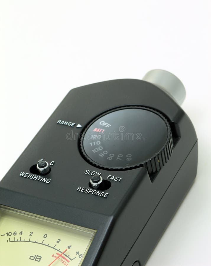 Audio sound pressure level meter close up. Audio sound pressure level meter close up.