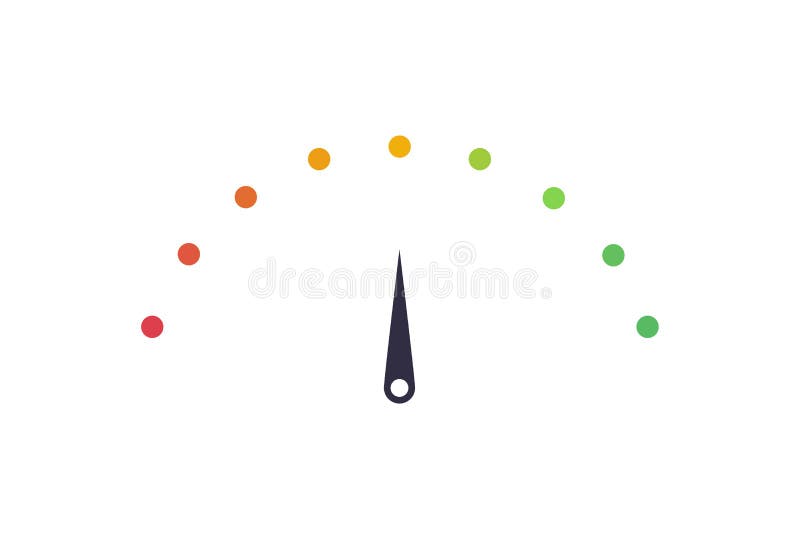 Medidor de retroalimentación de ambiente vectorial con selección de flecha. el color determina una emoción del rojo infeliz al cas libre illustration