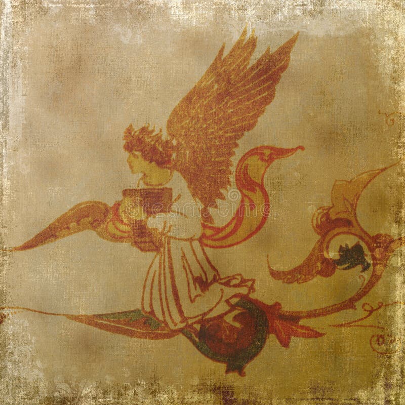 Medieval Angel spirit scroll - Grungy background