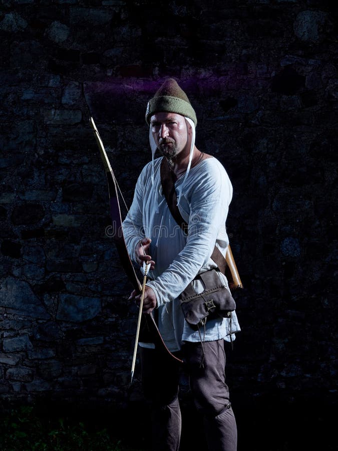 Medieval Archer with a Bow and Arrows Stock Photo Image of knight