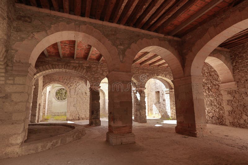 Medieval stone arches in a mexican hacienda. Medieval stone arches in a mexican hacienda
