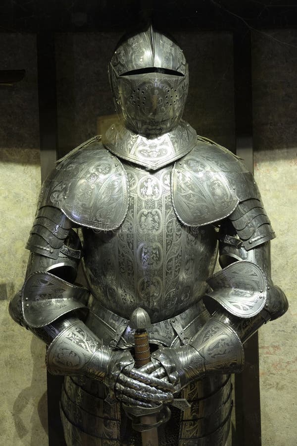 Medieval Armor at Prague Castle Museum. Editorial Stock Photo Image