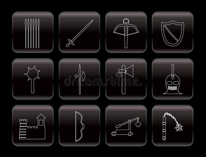 Espalda a objetos iconos conjunto compuesto por iconos.