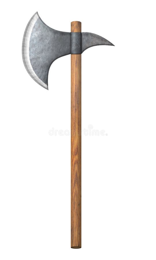 Medieval battle-axe isolated