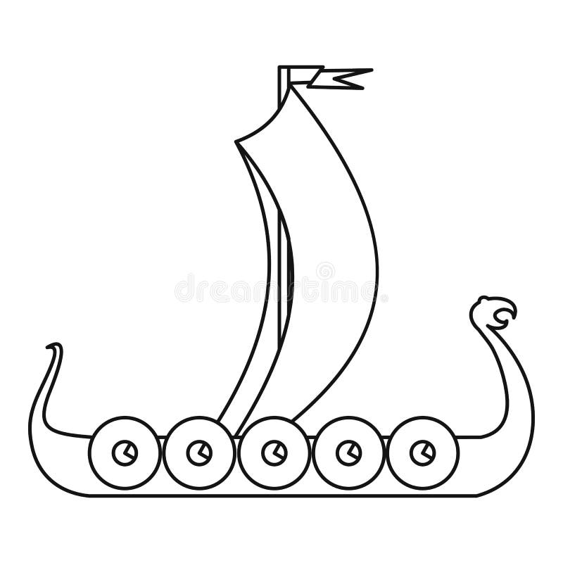 Medieval boat icon, outline style