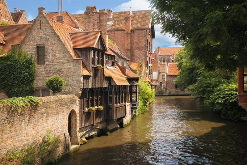 Medieval houses along the canals. Bruges. Belgium. Medieval houses along the canals. Bruges. Belgium