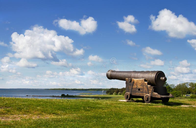 Medieval cannon in Sweden. royalty free stock photo