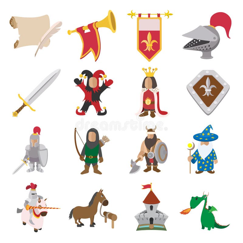 Medieval cartoon flag set game design assets Vector Image