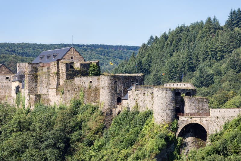 Medieval Castle of Bouillon in Belgian Ardennes near river Semois
