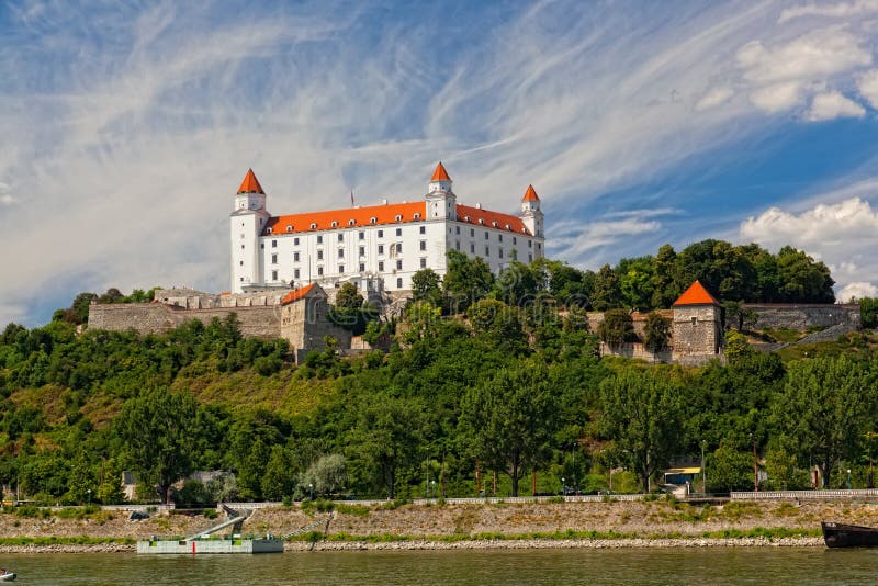 Medieval castle on the hill against the sky,