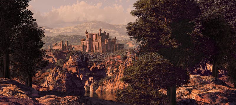 Medieval Castle Landscape royalty free illustration Medieval Castle Landscape royalty free illustration