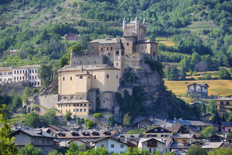 Medieval Castle of Saint-Pierre in Aosta Valley, Italy Stock Photo ...
